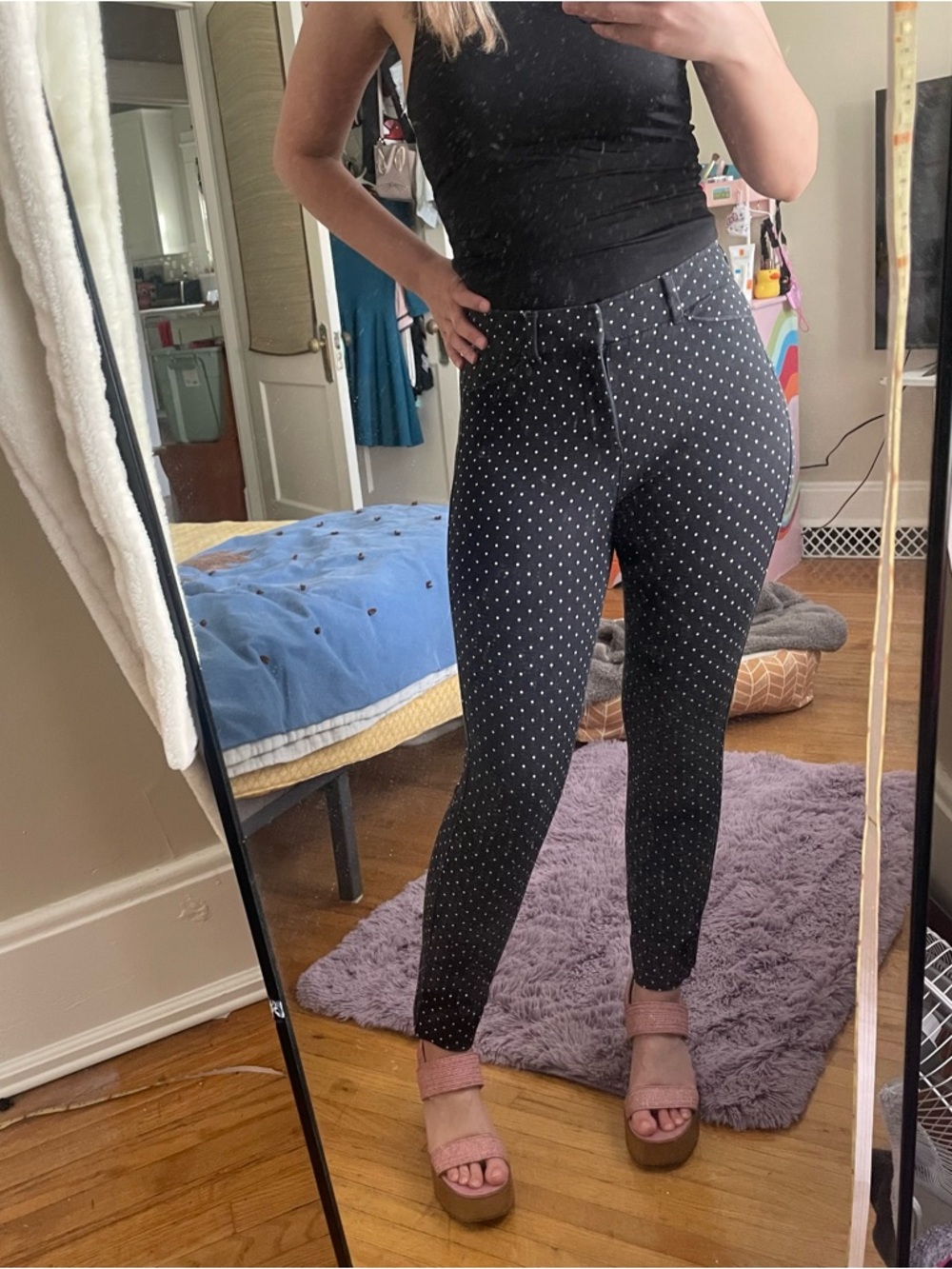 OLD NAVY High Rise Pixie Dress Pants Polka Dot Slim Stretch Pants